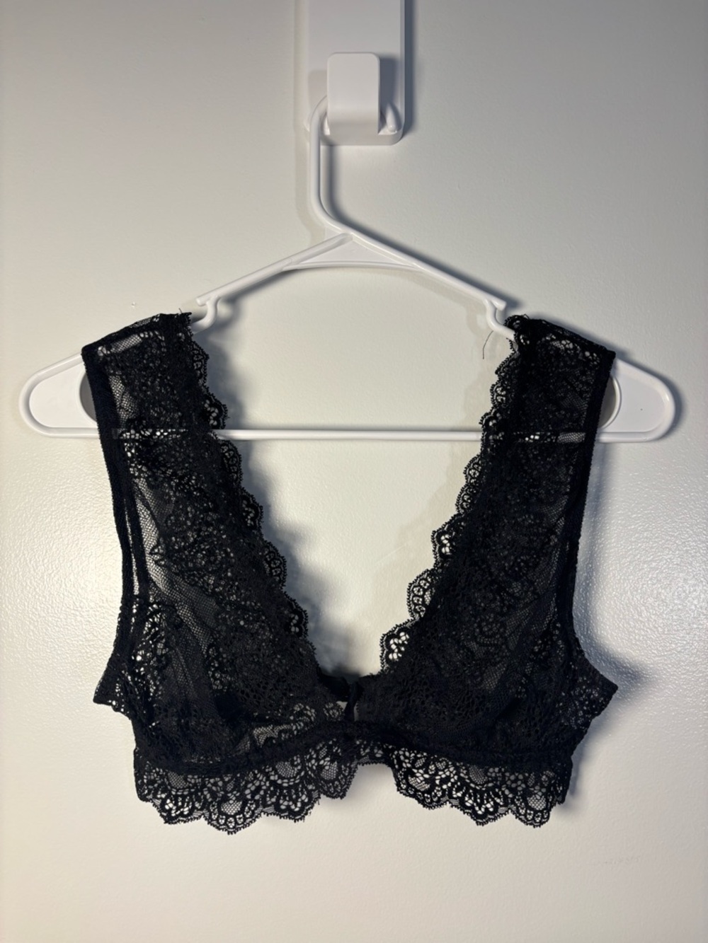 Revolve Brand Only Hearts Black Lace Bralette with Scalloped Trim